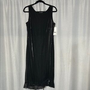 Byer California Black Midi Dress with Ruffle Hem